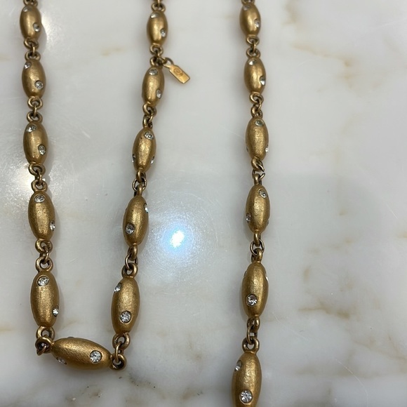 Gloria Vanderbilt Vintage Lng.Oval Nugget W-Crystals Necklace-Substantial Weight - Picture 6 of 8